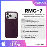 REMAX - RMC-7 iPhone 18 Pro / iPhone 17 Pro Case ( Soft Weave Series Breathable TPU Magnetic Woven ) - Red