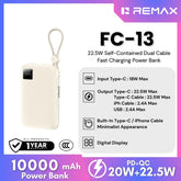 REMAX - FC-13 10000mAh Self-contained dual fast charging cable Power bank ( PD20W+QC22.5W) - Beige