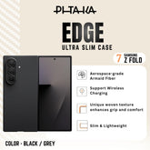PITAKA - Ultra Slim ( Edge ) Case For Samsung Z Fold 7 - Black / Grey