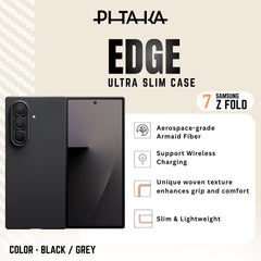 PITAKA - Ultra Slim ( Edge ) Case For Samsung Z Fold 7 - Black / Grey