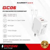 GADGET MAX - GC06 45W Super PD Charger Set With C-C 60W Cable - White