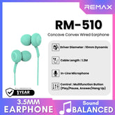 REMAX - RM-510 Concave Convex 3.5mm Wired Earphone - Tiffany Blue