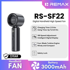 REMAX - RS-SF22 Digital High Speed Handheld Fan - Black