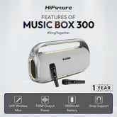 HiFuture - Music Box 300 Bluetooth Wireless Speaker ( 150W ) - Silver
