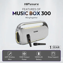 HiFuture - Music Box 300 Bluetooth Wireless Speaker ( 150W ) - Silver
