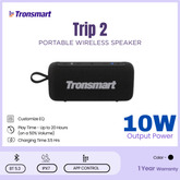 TRONSMART - Trip 2 10W Portable Bluetooth Wireless Outdoor Speaker - Black