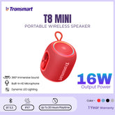TRONSMART - T8 Mini Portable Wireless Bluetooth Speaker (16W) - Red