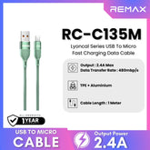 REMAX - RC-C135M Lyoncal Series USB to Micro Fast Charging Data Cable ( 2.4A ) - Green