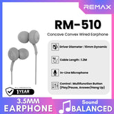 REMAX - RM-510 Concave Convex 3.5mm Wired Earphone - Grey