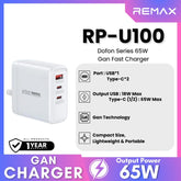 REMAX - RP-U100 Dofon Series GAN Fast Charger ( 65W ) - White