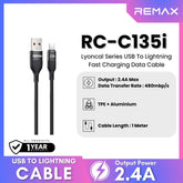 REMAX - RC-C135i Lyoncal Series USB to Lightning Fast Charing Data Cable ( 2.4A ) - Black