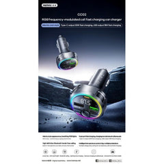 REMAX - CC02 48W Colorful Light FM Talk Fast Car Charger - Black