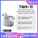 REMAX - TWS-11 ANC+ENC Zinc Alloy True Wireless Stereo Music Talking Wireless Earbuds - Silver