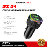 GADGET MAX - GZ04 38W Fast Charging Car Charger - Black