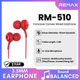 REMAX - RM-510 Concave Convex 3.5mm Wired Earphone - Red