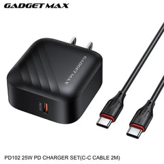GADGET MAX - PD102 25W PD Type-C Charger Set - Black