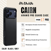 PITAKA - Aramid Pro Guard ( Cairn ) Case For iPhone 17 Pro - Black / Grey