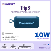 TRONSMART - Trip 2 10W Portable Bluetooth Wireless Outdoor Speaker - Blue