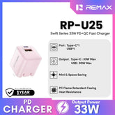 REMAX - RP-U25 Swift Series 33W PD+QC Fast Charger - Pink