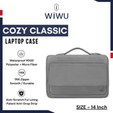 WIWU - Cozy Classic Laptop Case (14") - Grey