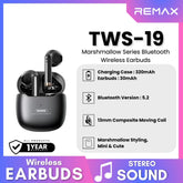 REMAX TWS-19 Marshmallow Series Wireless Bluetooth Earbuds - Black