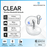 SOUNDPEATS - Clear Bluetooth Wireless Earbuds - White