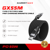GADGET MAX - GX55M C-C Hyper Series Type-C To Type-C Fast Charging Magnetic Data Cable (60W) - Black