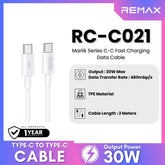 REMAX - RC-C021 Marlik Series Type-C to Type-C PD Fast Charging Data Cable ( 30W ) - White