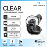 SOUNDPEATS - Clear Bluetooth Wireless Earbuds - Black