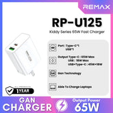REMAX - RP-U125 Kiddy Series PD+QC GAN Fast Charger (65W) - White