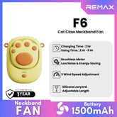 REMAX F6 Cat Claw Neckband Fan - Yellow