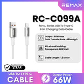 REMAX - RC-C099A Fonsu Series USB to Type-C Fast Charging Data Cable ( 66W ) - White