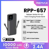 REMAX RPP-657 Rallaen Series 10000mAh Fast Charging Power Bank(2.4A) - Black