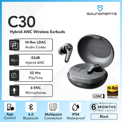 Soundpeats - C30 Hybrid ANC Wireless Earbuds - Black