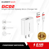GADGET MAX GC02 MICRO 2.4A SINGLE USB PORT SPEEDY MICRO CHARGER SET (1USB)(2.4A)(1M)