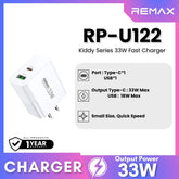 REMAX - RP-U122 Kiddy Series PD+QC Fast Charger (33W) - White