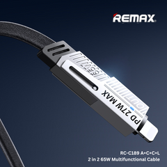 REMAX - RC-C189 A+C-C+L 2 In 2 Charging Data Cable (65W) - Black