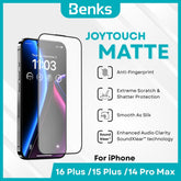 BENKS - JoyTouch Matte Screen Protector - IPhone 16 Plus / 15 Plus / 14 Pro Max (Black)