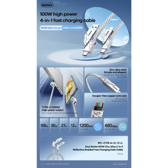 REMAX - RC-C119 Zous Series 100W 2 In 2 Fast Charging Data Cable - White
