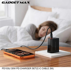GADGET MAX - PD103U 30W PD (USB-A+USB-C) Charger Set - Black