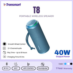 Tronsmart - T8 Portable Bluetooth Speaker - Blue