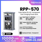 REMAX - RPP-570 Cybo Series 10000mAh PD+QC Fast Charging Power Bank(PD 20W+QC 22.5W) - Grey