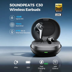 Soundpeats - C30 Hybrid ANC Wireless Earbuds - Black