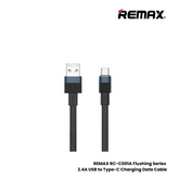 2.4A ( Type-C )-REMAX RC-C001A Flushing Series 2.4A USB to Type-C Charging Data Cable - Black