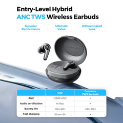 Soundpeats - C30 Hybrid ANC Wireless Earbuds - Black