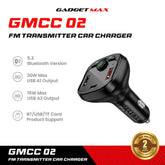 GADGET MAX - GMCC-02 45W FM Transmitter Car Charger - Black