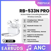REMAX RB-533N Pro ANC Wireless Bluetooth Earbuds - White