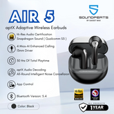 SOUNDPEATS - AIR 5 aptX Adaptive Lossless Bluetooth Wireless Earbuds - Black