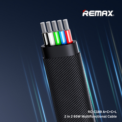 REMAX - RC-C189 A+C-C+L 2 In 2 Charging Data Cable (65W) - Black