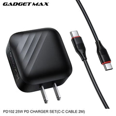 GADGET MAX - PD102 25W PD Type-C Charger Set - Black